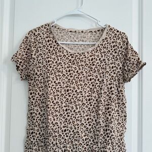 J. Crew Tan and Brown Leopard Print Short Sleeve Top